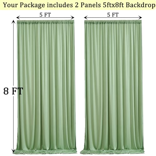 10x8ft Wrinkle Free Sage Green Backdrop Curtains for Parties, Polyester Photo Backdrop Drapes for Wedding Birthday Party Photography Background Curtains Decoration - color: Sage Green, size: 10ftx8ft