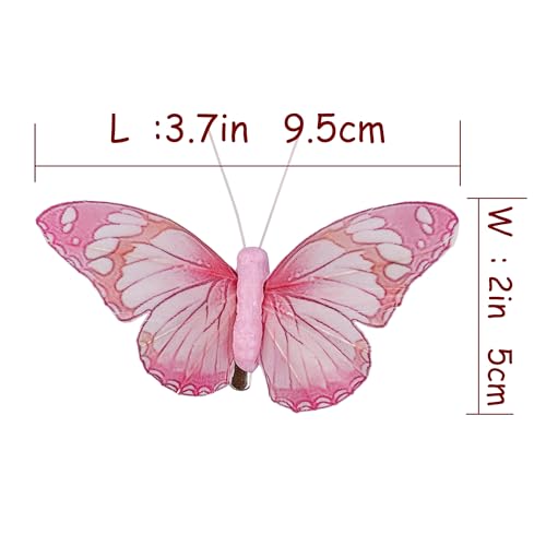 Cartanfill- Artificial Feather Simulation Butterfly Party Decoration Set, a Set of 12 Pieces with Clips, Used for Home Decoration in 12 Colors.… (C Clip) - color: C Clip