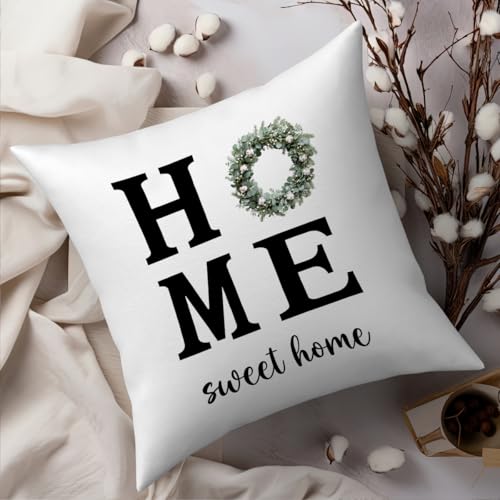 Fokongna Sweet Home Floral Pillowcase 18 x 18 Inches, Cottagecore Wildflower Botanical Decorative Lumbar Pillow Covers, for Home Sofa Couch Porch Patio Bedroom Pillowcase - color: Home Pillow