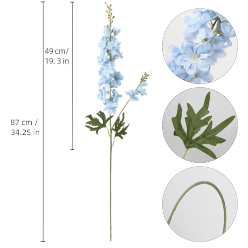 6PCS Baby Blue Delphinium Artificial Flowers 33" Larkspur Silk Flowers Long Stem Artificial Flowers for Tall Vase Wedding Centerpieces for Tables Home Decor Indoor (Baby Blue) - color: Baby Blue