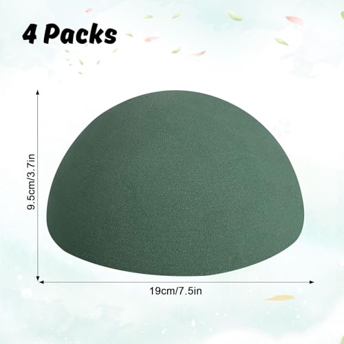 STEFORD 4 PCS Round Floral Foam Blocks Half Balls, Wet & Dry Green Flower Foam for Fresh and Artificial Flower Arrangements (7.5 x 3.7 Inches) - size: 7.5 x 3.7 Inch