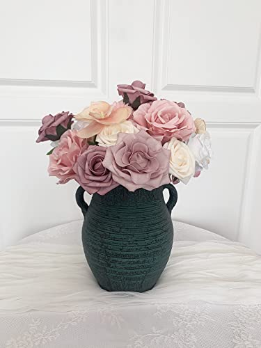 FACINOC Roses Artificial Flowers Pink Bouquet Combo Box Set Fake Flower Bulk for DIY Bridal Wedding Shower Decorations Centerpieces for Table Faux Floral Arrangement for Party Home Decor Indoor - color: Dusty Pink, Mauve