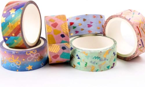 12 Rolls Gold Foil Floral Washi Tape Set Foil Masking Tape Decorative for Scrapbooking, Planners, DIY Crafts, Journal Supplies, Planners, Scrapbook, Gift Wrapping
