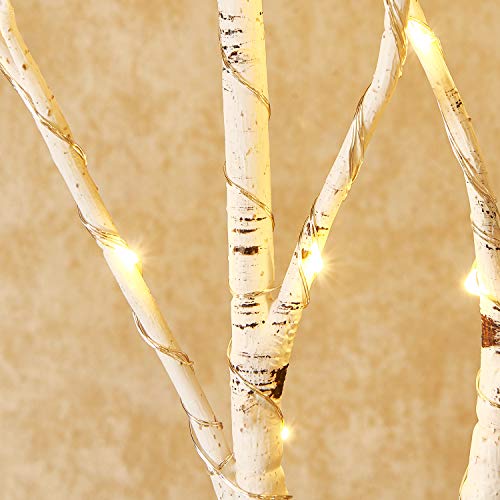 Fudios Lighted Branches with Timer Battery Operated 30IN Tall Birch Twig Lights for Vase 100 LED Outdoor and Indoor Holiday Winter Decor 2Set - color: White Birch, size: 2 SETS