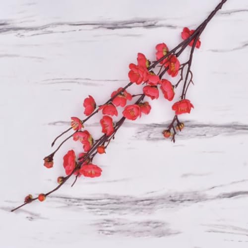 Red Cherry Blossom Branches Artificial Flowers for Spring Summer Indoor Decoration,35.5" Faux Long Stem Artificial Flowers for Wedding Home Office Bedroom Party Table Centerpieces Decor 4Pcs