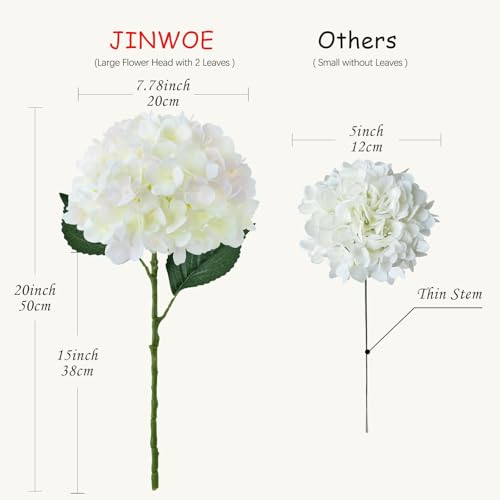 JINWOE Boho Silk Hydrangea Artificial Flowers, 4PCS 21" Cream Pink Large Lifelike Flowers,Artificial Hydrangeas for Baby Showers Indoor Bouquet Table Centerpieces Home Outdoor - color: Cream Pink