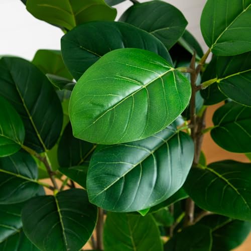 Nearly Natural 4ft Artificial Audrey Ficus Tree in Rustic Planter - Indoor Fake Tree for Home Decor - Lifelike Greenery