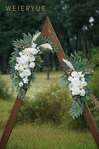 Artificial Wedding Arch Flowers Kit(Pack of 2) for Wedding Arch, Bridal Shower, Ceremony and Reception Backdrop Decoration (Cream & Champagne) - color: Cream & Champagne