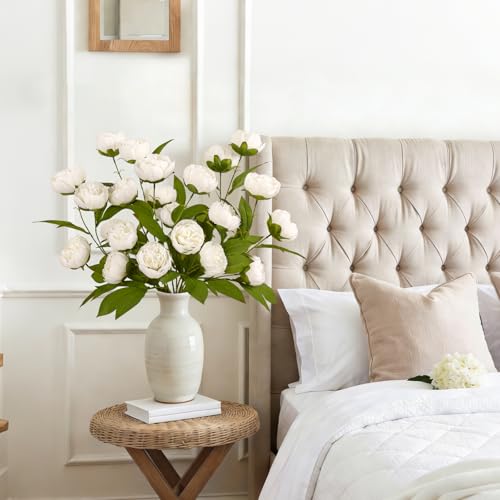 3Pcs Faux Peonies Artificial Flowers 27" White Peonies Faux Flowers for Vase Artificial Peony Flower Arrangement for Vase Filler DIY Bouquets Centerpieces Wedding Party Bridal Shower Decor - size: 3PCS