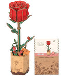 3D Flower Wooden Puzzles for Adults-Red Rose, DIY Wooden Flowers Model Kit Building Set Crafts Birthday Gifts Women, Artificial Botanical Collection Creative Gift Ideas/Housewarming (106PCS) - style: TW - Red Rose