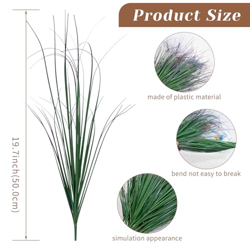 10 Bundles Fake Grass Plants Artificial Plants Outdoor Faux Plants Tall Shrubs Wheat Grass Greenery Stems UV Resistant Onion Grss For Outside Planters Indoor Room Vase Home Decor（Green Purple Tail） - color: Green Purple Tail, size: 10-Pack