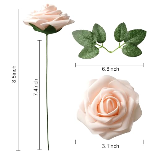 25pcs Artificial Flower Foam Rose Real Touch Roses Flower Heads with Stem for DIY Wedding Bouquets Centerpieces Arrangements Party Baby Shower Home Decor (Shades of Dusty Rose) - color: Shades of Dusty Rose