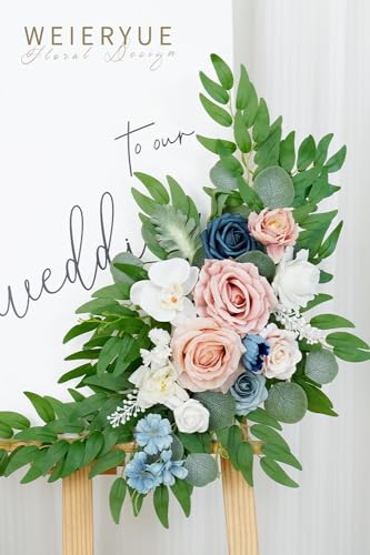 Artificial Wedding Arch Flowers Kit(Pack of 2) for Wedding Arch, Bridal Shower, Ceremony and Reception Backdrop Decoration (Misty Rose and Navy Blue) - color: Misty Rose and Navy Blue