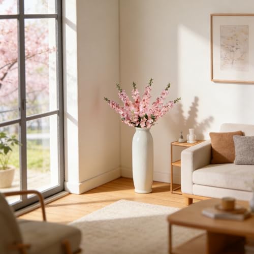 HCTCPALS Artificial Flowers for Outdoors 6 Pcs Delphinium Plant Realistic Silk Fake Flowers for UV Resistant Faux Plants Outdoor Indoor Outside Front Porch Hanging Planter Decoration-30" Pink - color: Delphinium Pink