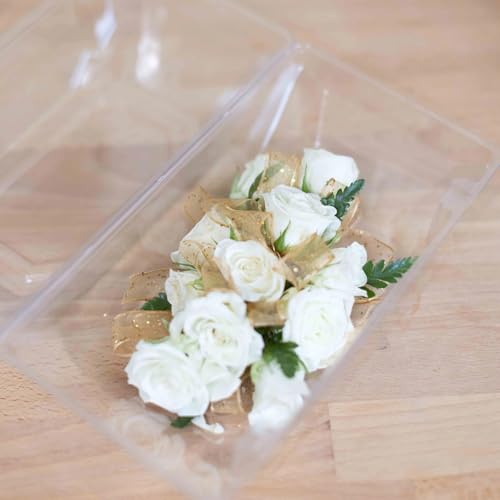 Curtis Wagner Plastics CW-654 Clear Small Corsage Flower Boxes (5-Pack) - 6" x 5" x 4" Size, Plastic Floral Containers for Corsage, Boutonniere, Roses, Small & Large Flowers, Clear Gift/Craft Box - style: Corsage-small