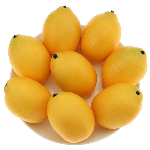 Gresorth 8 Pcs Artificial Yellow Lemons Decoration Fake Lemons Lifelike Faux Lemon Display Simulation Fruit Model for Home Kitchen Cabinet Party - color: Yellow Lemon