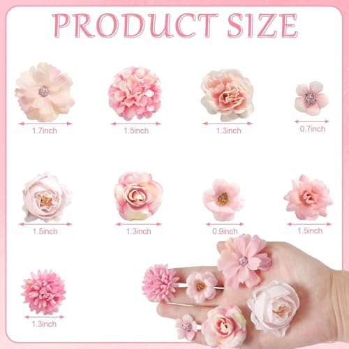 rongflower Faux Flower Heads Small Silk Artificial Flower DIY Fake Mini Flowers Rose Daisy Multicolor Flowers Craft Supplies for Wedding Party Wreath Graduation Season Party Home Decor (45, Pink) - color: Pink