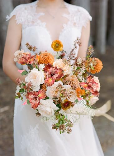 5pcs Iris Artificial Flower Real Touch PU Faux Flower 17.7" Orange Iris Flowers with Flower Bud for Home Table Centerpieces Wedding Floral Arrangements (Orange)