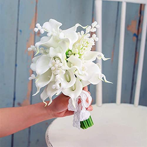 IPOPU 24PCS Artificial Flowers Fake Calla Lily Flowers Real Touch Calla Lily Faux Flowers Arrangement Bouquet for Home Garden Office Party Wedding Bouquet Centerpieces Flower Home Decoration (White) - color: 24pcs-white