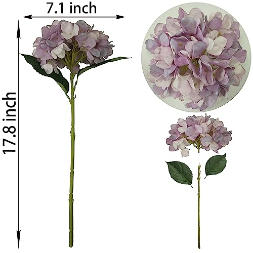 Light Purple Hydrangea Artificial Flowers,6 Pcs Faux Hydrangea Flowers,Artificial Hydrangeas Flowers with Stems,Fake Hydrangeas,Purple Silk Hydrangea Flower with Stem for Home Decor (6, Light Purple) - color: Light Purple