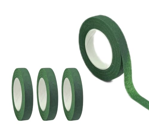 Floral Tape 1/2" Wide Flower Tape for Bouquets Floral Arranging Bouquet Stem Wrap Flower Crafts (4, Green) - color: Green