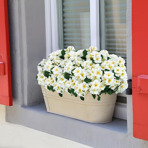 Hananona 12 Pcs Artificial Geranium Flowers for Outdoors Geranium Silk Flowers Outdoor UV Resistant Garden Plants Faux Flowers for Home Kitchen Table Centerpieces Decor (12, Snow White) - color: Snow White