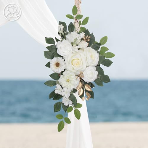 Odouzy Wedding Arch Flowers,Artificial Flower Arch Decor,2pcs Artificial Flower Arrangement for Wedding Decor Reception Backdrop Floral Decorations (White) - color: White