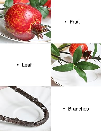 Forlaoers 2pcs Red Berry Stems Pomegranate Faux Flowers Fall Fake Floral Artificial Fruits Decor Tall Branches for Vase Room Dining Table Arrangements Christmas Tree Decorations Indoor - color: B:2 Red
