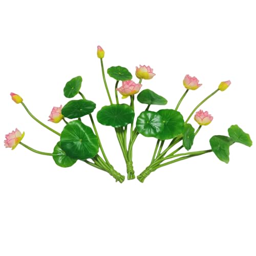 Artificial Flower Water Lily,Silk Plants Floating Flowers,Plastic Flowers Lotus Flowers,Realistic Fake Flowers Lotus Decor Used for Fish Tank Decoration Home Decor (3, Champagne Powder) - color: Champagne Powder