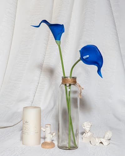 DuHouse 20Pcs Artificial Calla Lily Flower Real Touch Latex Flowers for DIY Wedding Bouquet Party Home Decor (Klein Blue) - color: Klein Blue, size: 20pcs