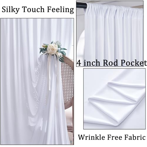 NSSONBEN 10x10 ft Wrinkle Free White Backdrop Curtains for Parties, Polyester Photo Backdrop Drapes 2 Panels 5x10ft for Wedding Birthday Party Photography Background Indoor Outdoor - color: White, size: 10ftx10ft