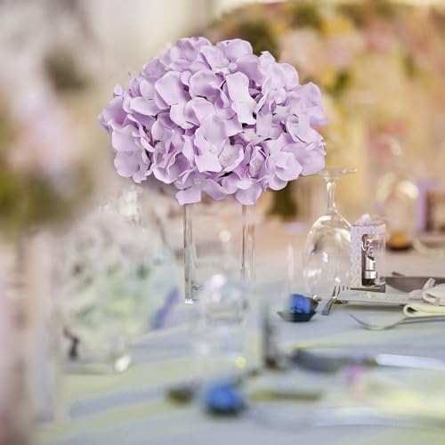 Hydrangea Flower Balls for Centerpieces - 12 PCS Artificial Floral Arrangement with Base, 8.27 Inch Diameter Fake Silk Kissing Ball for Wedding Table Home Party Decor - Lilac - color: Lilac-8 Inch-12 Pcs, size: Small Size