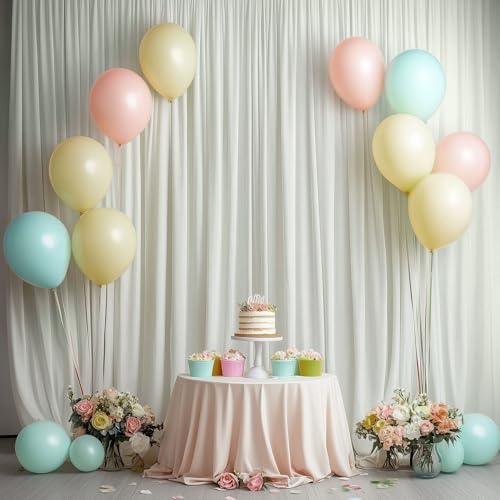 10x12ft Ivory Backdrop Curtain for Wedding Parties, Wrinkle Free 2 Panels Silky Polyester Photo Backdrop Drapes Back Drop Cloth Drapery for Birthday Photography Background Decor - color: Ivory, size: 5ft(W)x12ft(H)_2 Panels