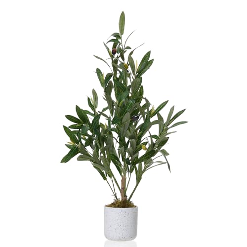 2ft Artificial Olive Tree with Pot, Lifelike Leaves & 8 Fruits, Small Artificial Olive Tree Indoor for Living Room Decor, Evergreen Fake Plants for Christmas Home Decor - size: 4in