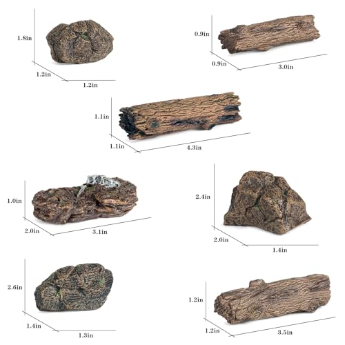 7pcs Diorama Supplies Fake Rocks, Artificial Garden Figurines Tree Stump, Scene Accessories Stone Stumps Statue Ornaments for Micro Train Railway Sand Table Landscape - style: Rocks and Tree Stump