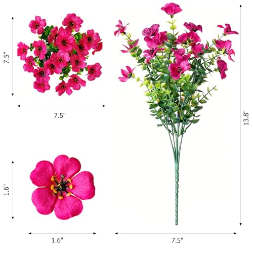 Artificial Flowers for Outdoors, 12 Bundles Fake Daisy Flowers Spring Decor, UV Resistant Faux Flower Daisy with Eucalyptus for Garden Porch Planter Box (6 Multicolor) - color: 6 Multicolor