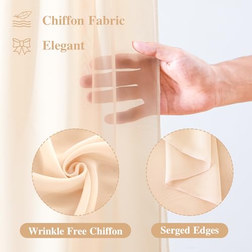 Wedding Arch Draping Fabric, 1 Panel 18FT Champagne Sheer Backdrop Curtain Chiffon Fabric Drapery Voile Scarf Draping Panels for Wedding Archway Ceremony Curtain Valance Party Decoration - color: Champagne Drapes Curtain, size: (1 Panel )6 Yards/18ft