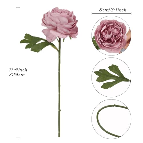 IPOPU 10pcs Dusty Pink Peonies Artificial Flowers Silk Peonies with Stems Real Look Fake Peony for Home Table Decorations Wedding Faux Flowers Arrangements (Dusty Pink) - color: Dusty Pink