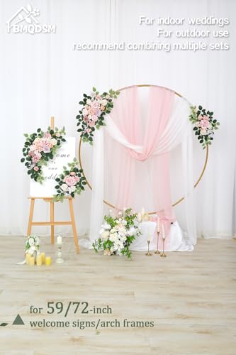 Pack of 2 Artificial Flowers for Backdrop Decoration, Wedding Arch Flowers,Reception Welcome Sign, Eucalyptus Garland, Suited to Aisle Decor and Wedding Arches(Champagne Pink) - color: Champagne Pink