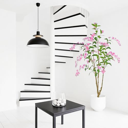 Artificial Jasmine Tree 6ft Black Flower Pot Fake Trees, Lifelike Artificial Trees with Natural - Looking Blooms, Perfect for Any Space - size: 6ft