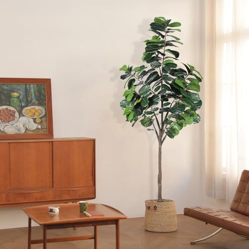 LYERSE 8ft(96in) Fiddle Leaf Fig Tree Artificial - Tall Faux Fiddle Leaf Fig Tree - Fake Fig Plant with Realistic Texture for Indoor Outdoor Modern Home House Office - size: 8ft