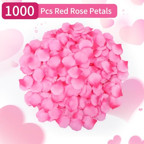 1000 Pcs Artificial Fake Rose Petals,Flower Petals for Romantic Night, Engagement, Party, Wedding, Event Flower Decorations, in Bulk(Light Rose with Dark Rose) - color: Light Rose With Dark Rose, size: 1000Pcs