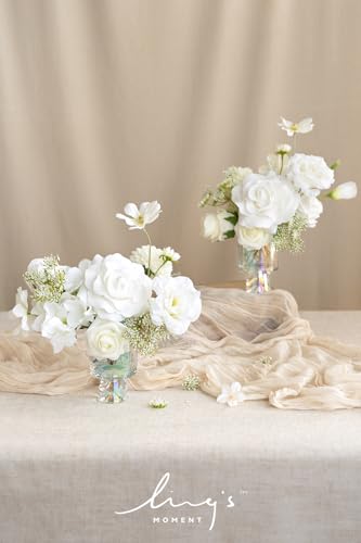 Ling's moment Fake Flowers Box, Artificial Faux Greenery Stems Silk Hydrangea Foam Rose for Wedding Bouquets Centerpieces Table Decorations Floral Picks Arrangements, White & Cream, Deluxe Combo - color: Wht-white & Cream, size: Deluxe