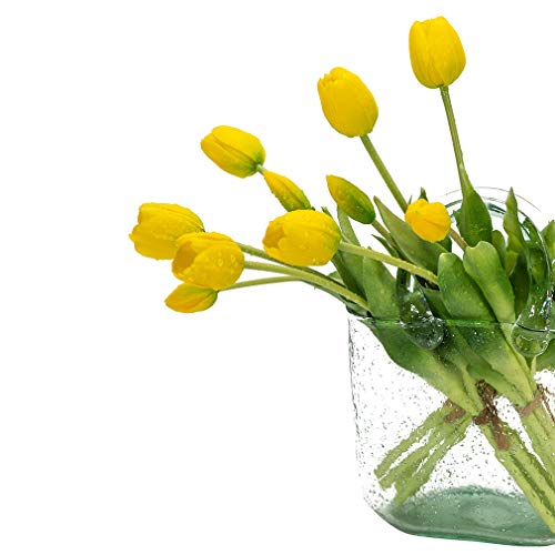 15pcs Artificial Tulips Flowers,Soft Touch Latex Bouquet, Fake Tulips Flowers,Spring Wedding Home Room Table Centerpiece Decor Yellow Set - color: 15pcs Yellow(no Vase)