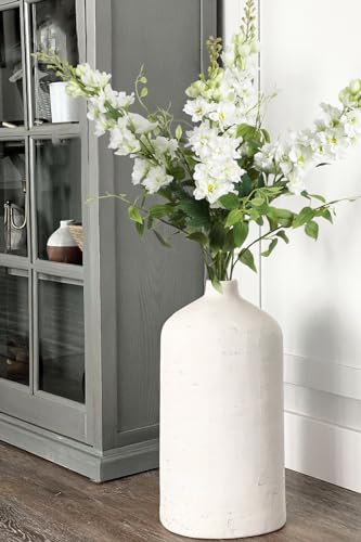 8PCS White Artificial Delphinium Flowers with Clematis Greenery Long Stem Flowers 29.5" Larkspur Artificial Flowers for Wedding Centerpieces Silk Flowers for Home Decor Indoor (White) - color: White