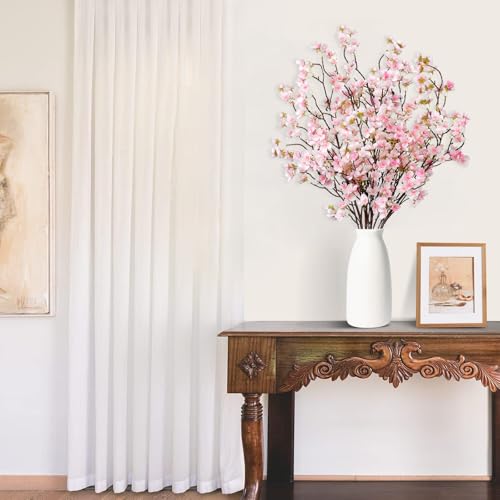 Dremisland 4Pack Artificial Cherry Blossom Flowers 39.3in Faux Cherry Blossom Branches Silk Flowers in Vase Pink Peach Faux Flowers Spring Decor Wedding Party Home Table Vase Decor - color: White Pink, size: 4PCS