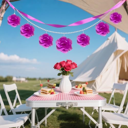 BRT Bearingshui Crepe Paper Flowers Decoration for Wall Total 9 Pcs, Artificial Flowers Backdrop for Wedding Decor Baby Bridal Shower Birthday Party, Rose Red 3D Wall Flowers Decor - color: Rose Red