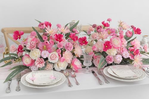 YYHUAWU Artificial Flowers Combo Set Fake Flower Leaf Box with Stems for DIY Wedding Bouquets Centerpieces Flower Arrangements Decorations Baby Shower Party Home Decorations White Pink - color: Blush Pink