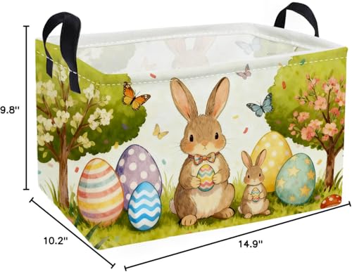 Essme Rectangular Easter Basket, Kids Storage bin Organizer with Handles for Easter Decor,Shelf Basket,Toy Organizer,Easter Baskets.(Cute Easter Basket) - color: Cute Easter Basket