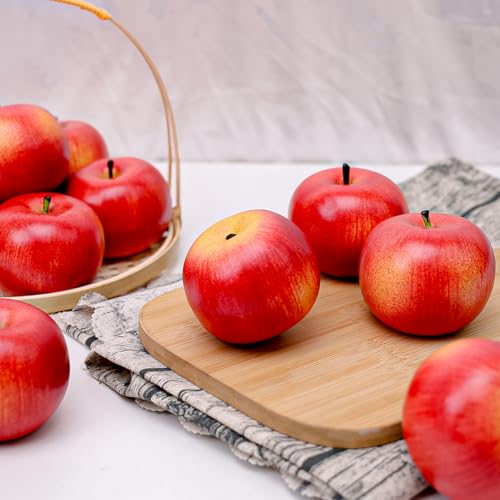 Gresorth 6pcs Lifelike Artificial Red Apple Decoration Faux Fake Apples Ornament Realistic Fruit Model for Home House Kitchen Cabinet - color: Red Apple